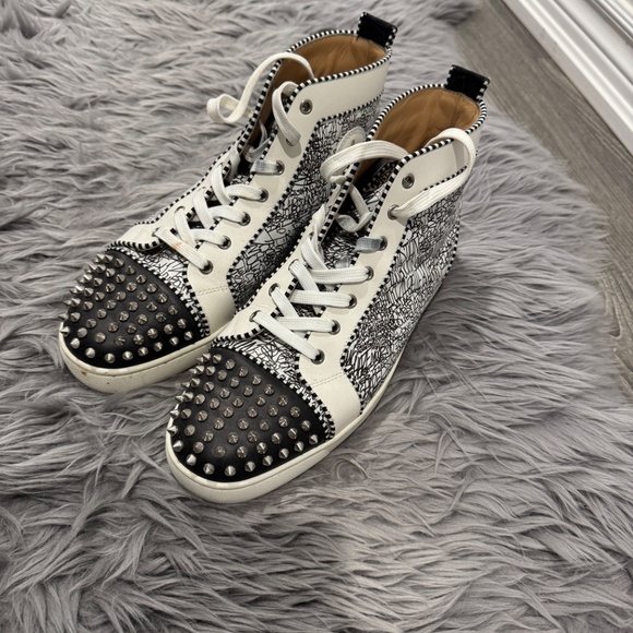 Christian Louboutin Men's Orlato High Top Spike Sneakers - Picture 2 of 8